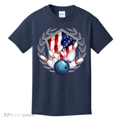 American Bowling Team Flag Kids T-Shirt