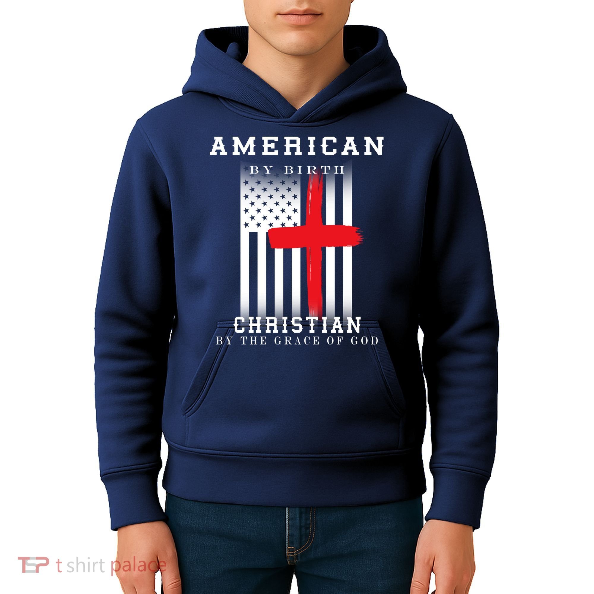 American By Birth Christian By The Grace Of God Kids Hoodie