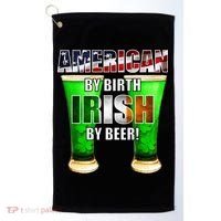 American By Birth Irish By Beer St. Patrick's Day Golf Towel thumb 0
