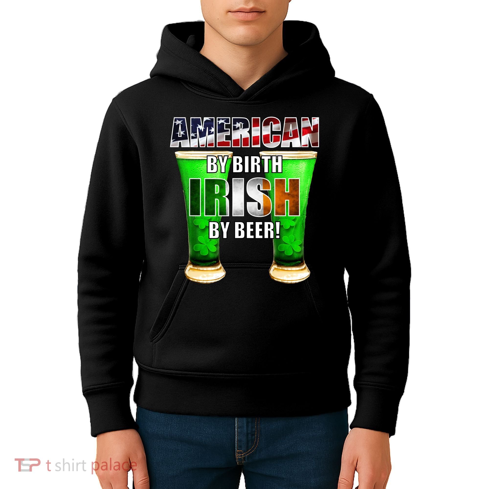 American By Birth Irish By Beer St. Patrick's Day Kids Hoodie