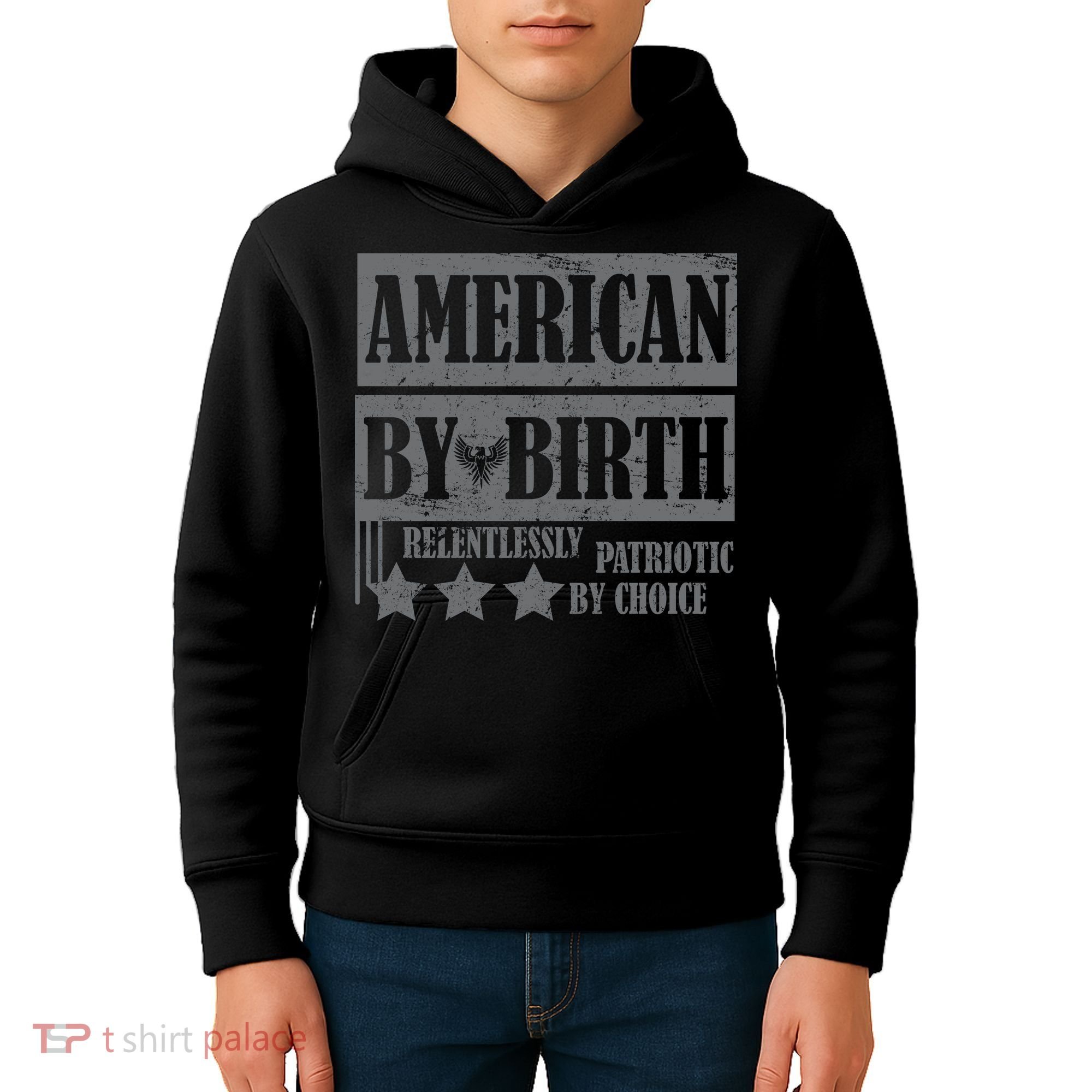 American By Birth Patriotic by Choice Kids Hoodie