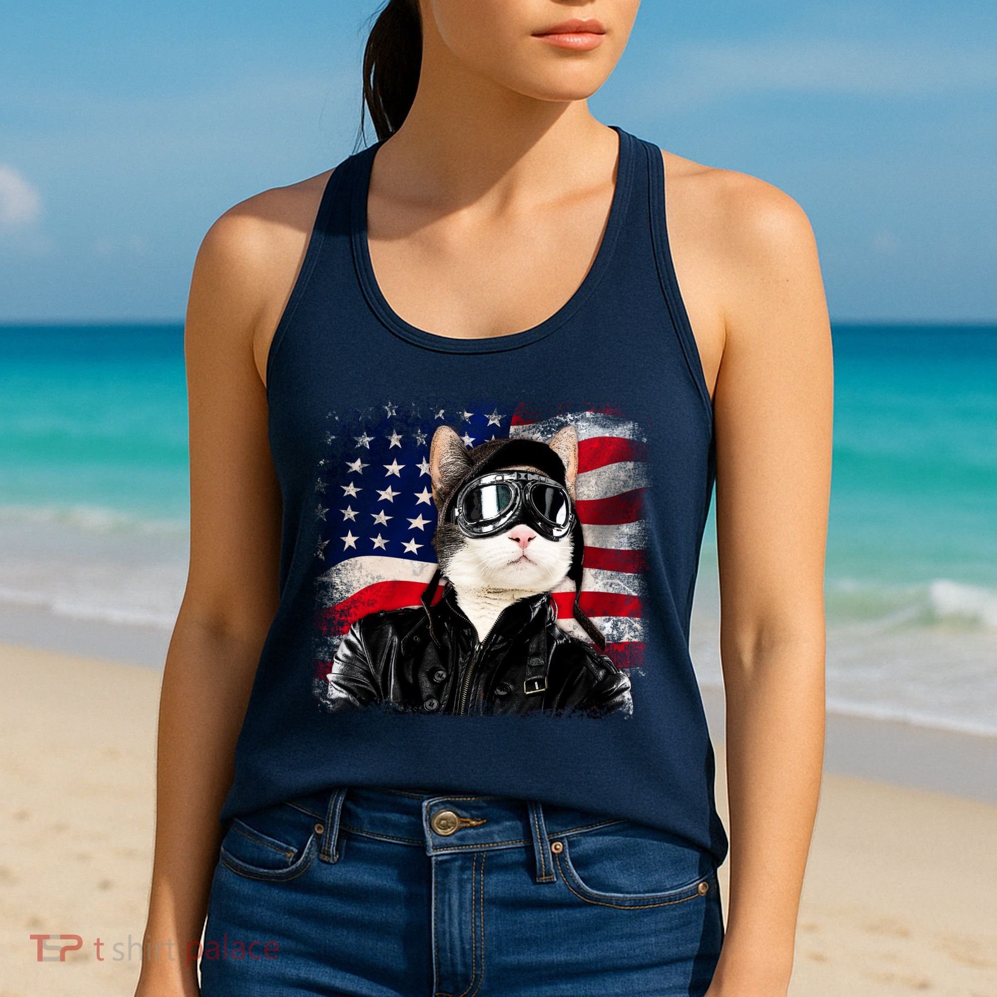 American Cat Air Force Pilot  Women's Tank Top