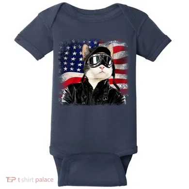 American Cat Air Force Pilot  Baby Bodysuit