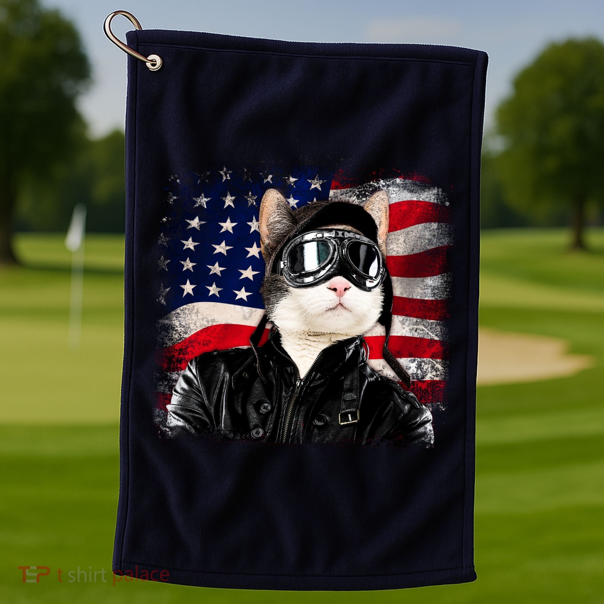 American Cat Air Force Pilot  Golf Towel