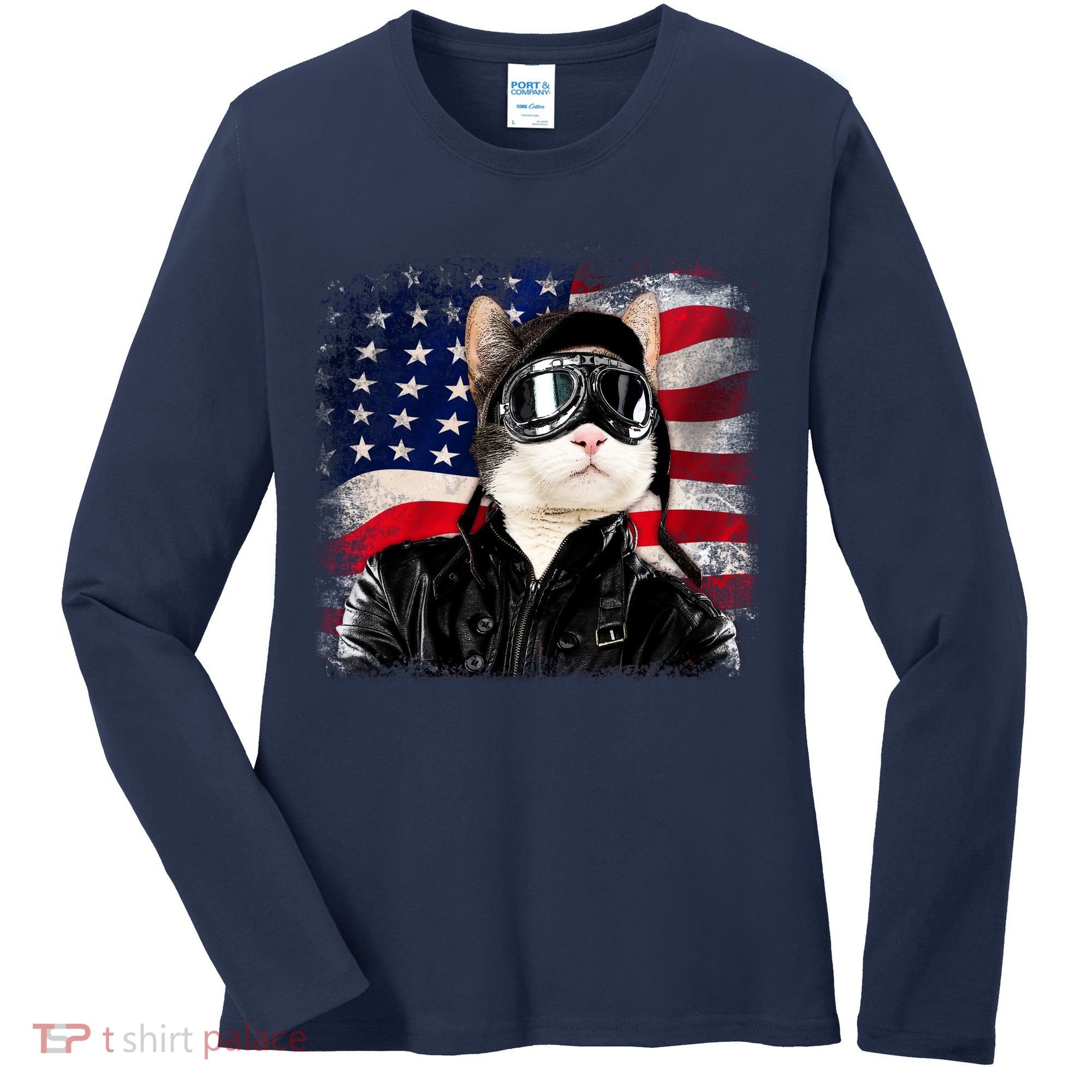 American Cat Air Force Pilot  Women's Long Sleeve Shirt