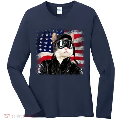 American Cat Air Force Pilot  Women's Long Sleeve Shirt