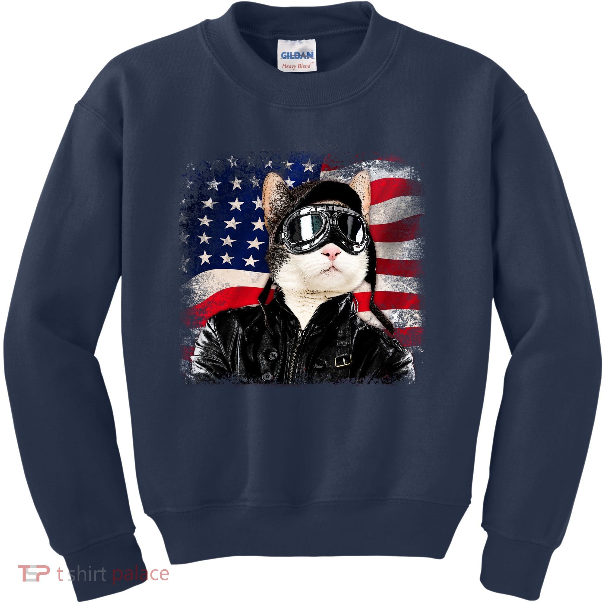 American Cat Air Force Pilot  Kids Sweatshirt