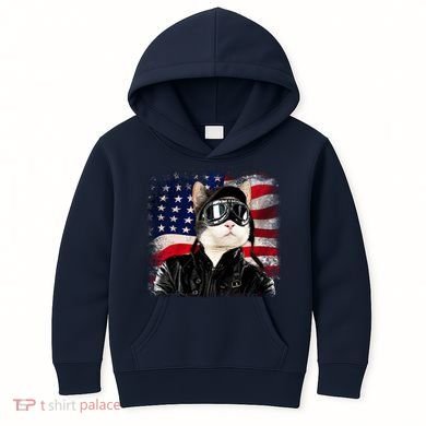 American Cat Air Force Pilot  Kids Hoodie