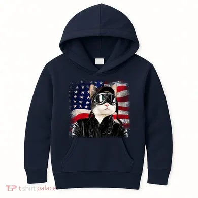 American Cat Air Force Pilot Kids Hoodie