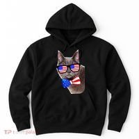 American Cat With USA Glasses And Bow Tie Hoodie thumb 0