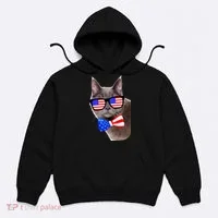 American Cat With USA Glasses And Bow Tie Hoodie thumb 0