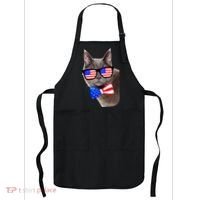 American Cat With USA Glasses And Bow Tie Apron thumb 0