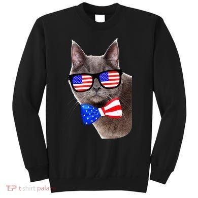 American Cat With USA Glasses And Bow Tie Sweatshirt