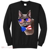 American Cat With USA Glasses And Bow Tie Sweatshirt thumb 0