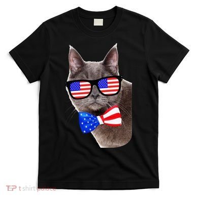 American Cat With USA Glasses And Bow Tie T-Shirt