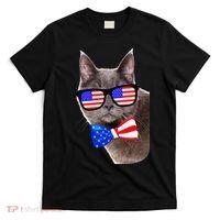 American Cat With USA Glasses And Bow Tie T-Shirt thumb 0