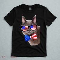 American Cat With USA Glasses And Bow Tie T-Shirt thumb 5