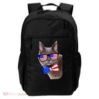 American Cat With USA Glasses And Bow Tie Backpack thumb 0