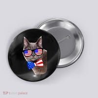 American Cat With USA Glasses And Bow Tie Button thumb 0
