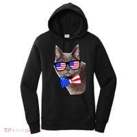 American Cat With USA Glasses And Bow Tie Women's Hoodie thumb 0