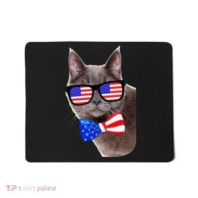 American Cat With USA Glasses And Bow Tie Mousepad