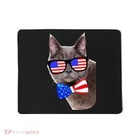 American Cat With USA Glasses And Bow Tie Mousepad thumb 0