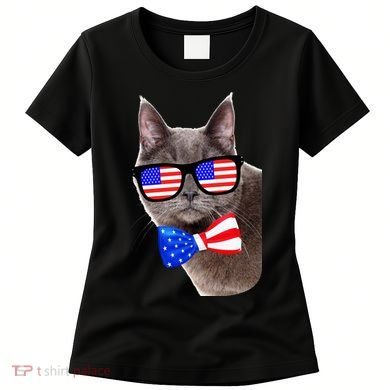 American Cat With USA Glasses And Bow Tie Women's T-Shirt
