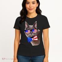 American Cat With USA Glasses And Bow Tie Women's T-Shirt thumb 4