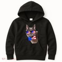 American Cat With USA Glasses And Bow Tie Kids Hoodie thumb 0