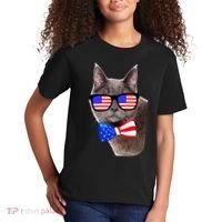 American Cat With USA Glasses And Bow Tie Kids T-Shirt thumb 2