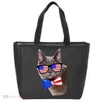 American Cat With USA Glasses And Bow Tie Tote Bag thumb 0