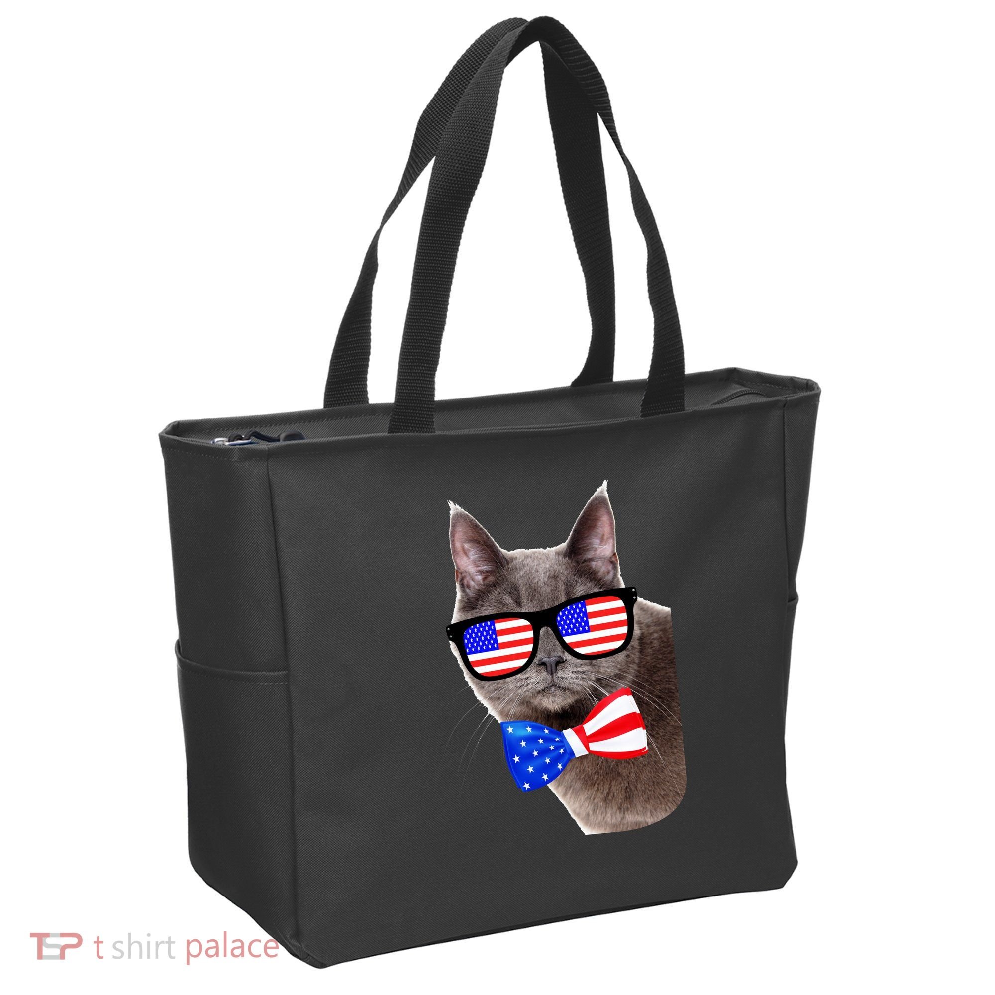 American Cat With USA Glasses And Bow Tie Tote Bag