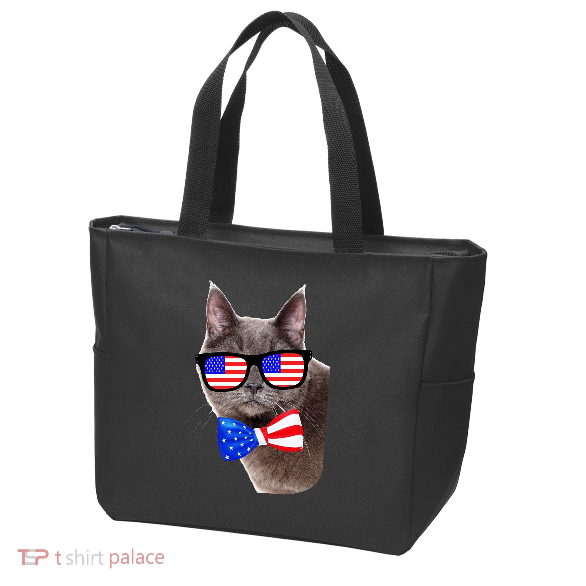 American Cat With USA Glasses And Bow Tie Tote Bag