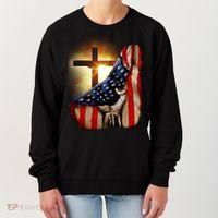 American Christian Cross Patriotic Flag Women's Sweatshirt thumb 0