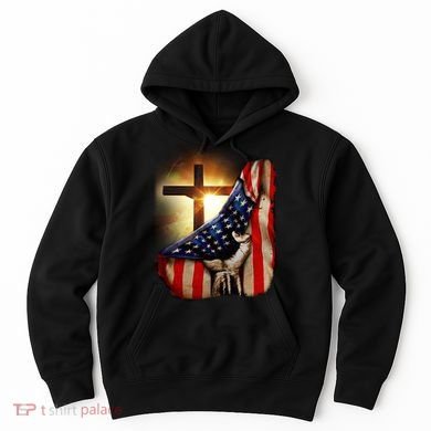 American Christian Cross Patriotic Flag Hoodie