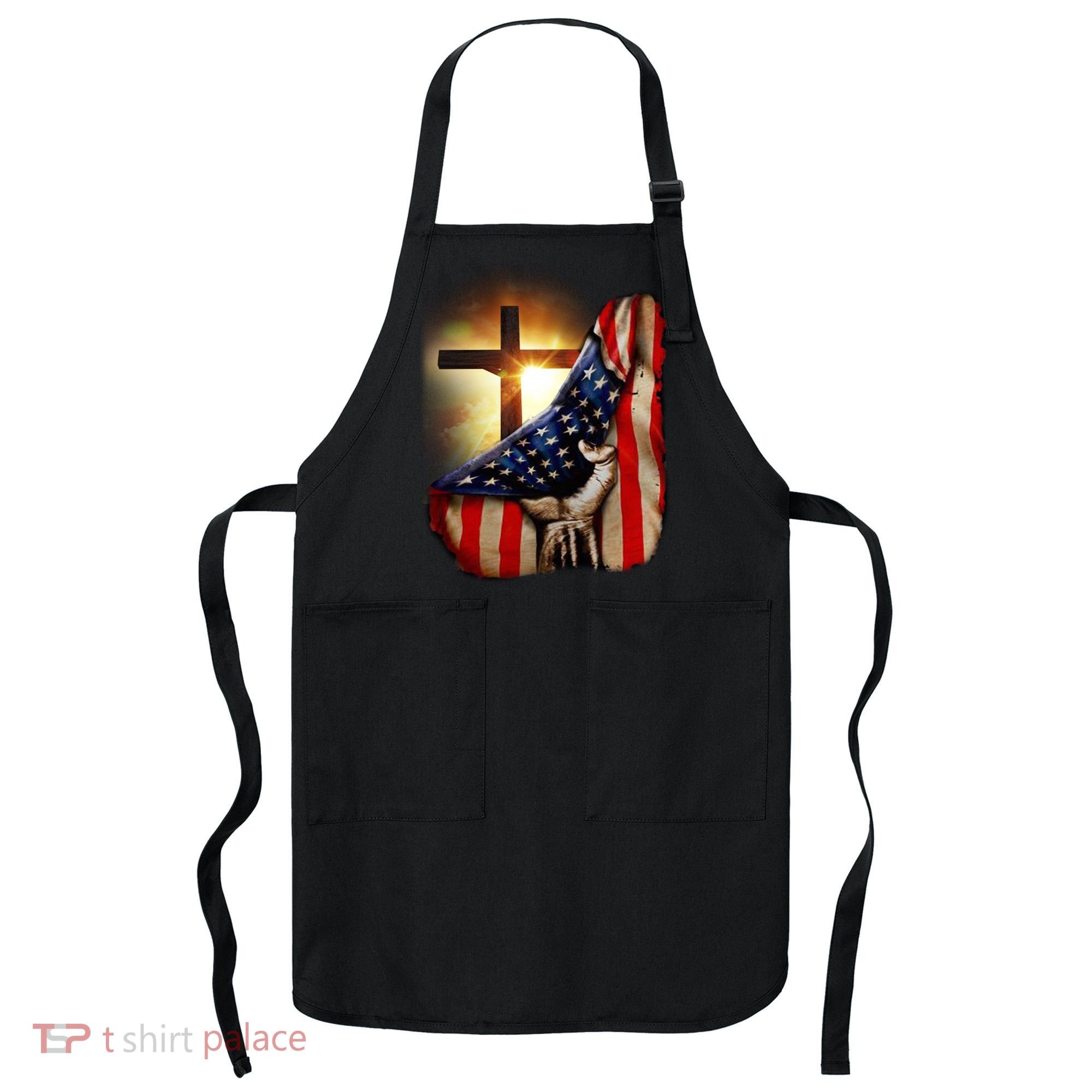 American Christian Cross Patriotic Flag Apron