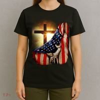 American Christian Cross Patriotic Flag T-Shirt thumb 4