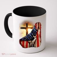 American Christian Cross Patriotic Flag Coffee Mug thumb 0