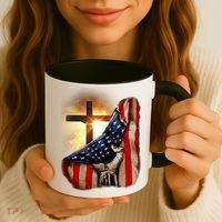 American Christian Cross Patriotic Flag Coffee Mug thumb 3