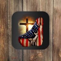 American Christian Cross Patriotic Flag Coaster thumb 0