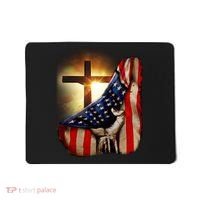 American Christian Cross Patriotic Flag Mousepad thumb 0