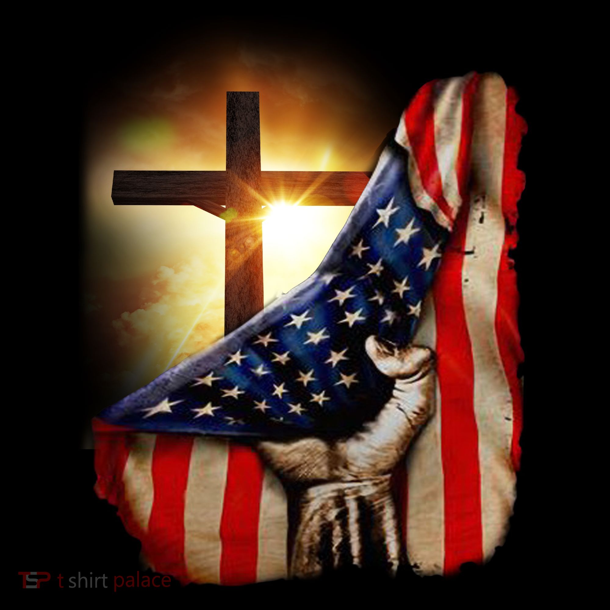 American Christian Cross Patriotic Flag Mousepad