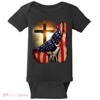 American Christian Cross Patriotic Flag Baby Bodysuit thumb 0