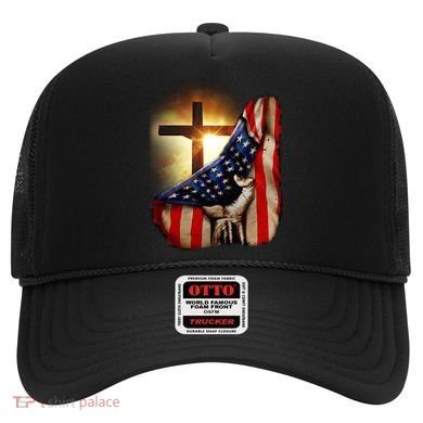 American Christian Cross Patriotic Flag Hat