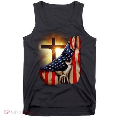American Christian Cross Patriotic Flag Tank Top