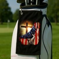 American Christian Cross Patriotic Flag Golf Towel thumb 2
