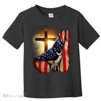 American Christian Cross Patriotic Flag Toddler T-Shirt thumb 0