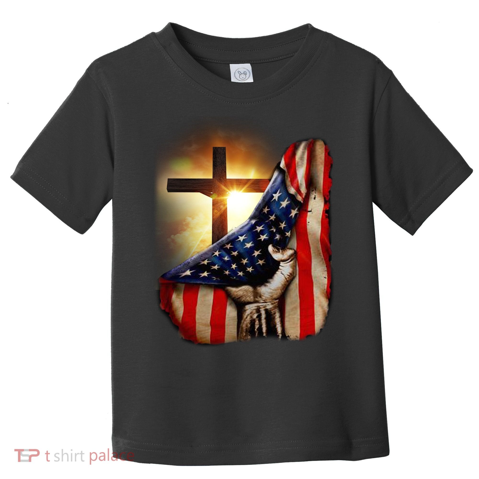 American Christian Cross Patriotic Flag Toddler T-Shirt