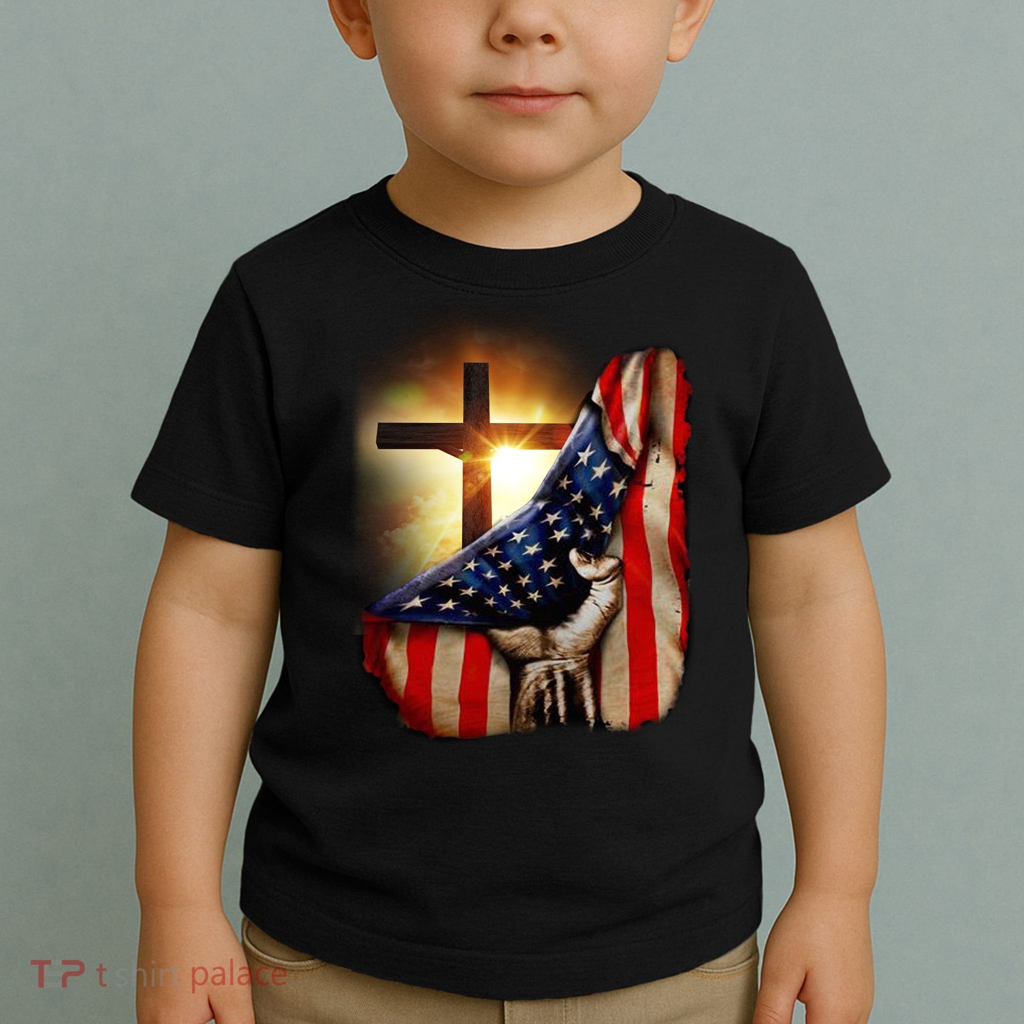 American Christian Cross Patriotic Flag Toddler T-Shirt