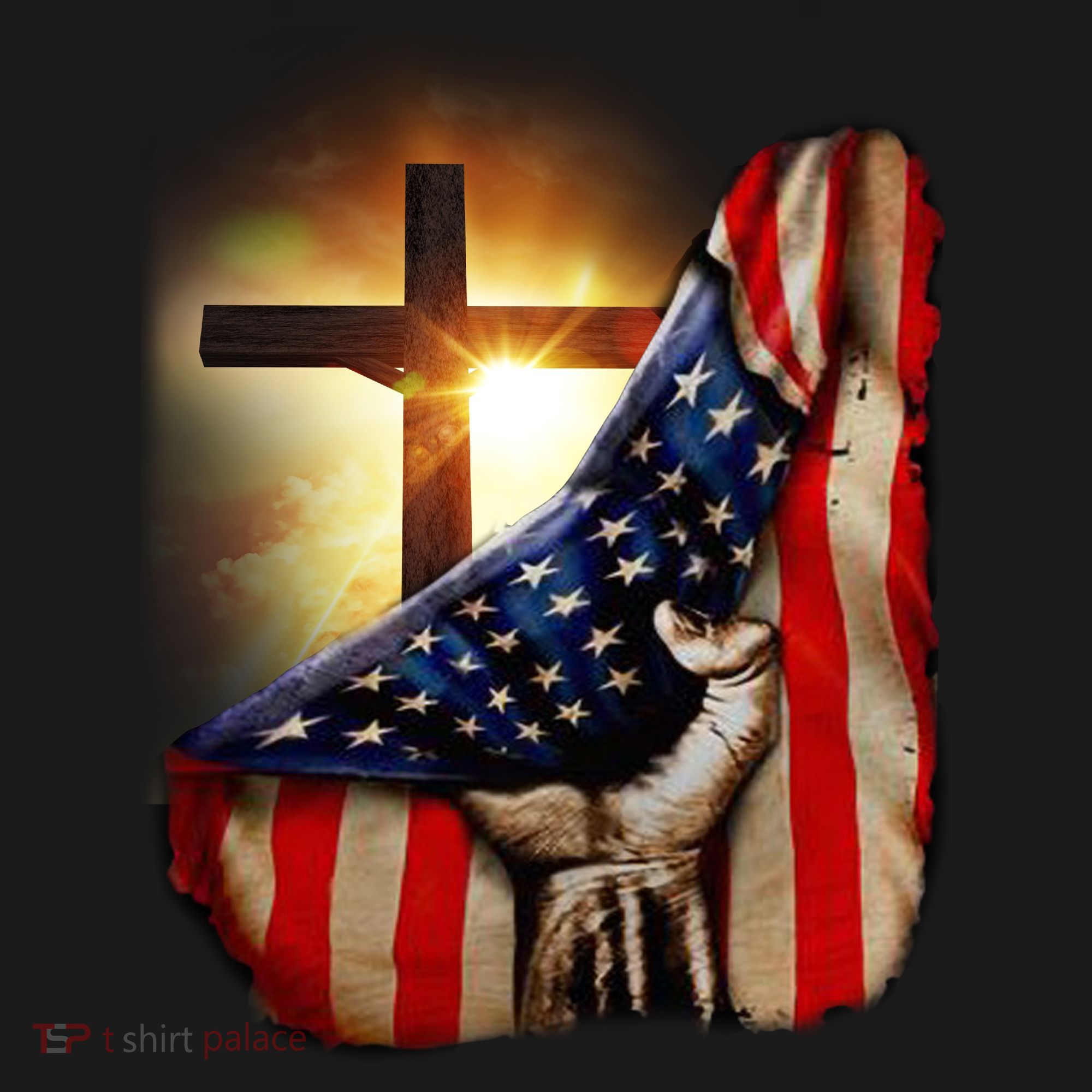 American Christian Cross Patriotic Flag Kids Sweatshirt